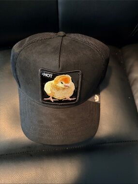 Black Trucker Cap with Yellow "hot" Chick Patch - the Farm